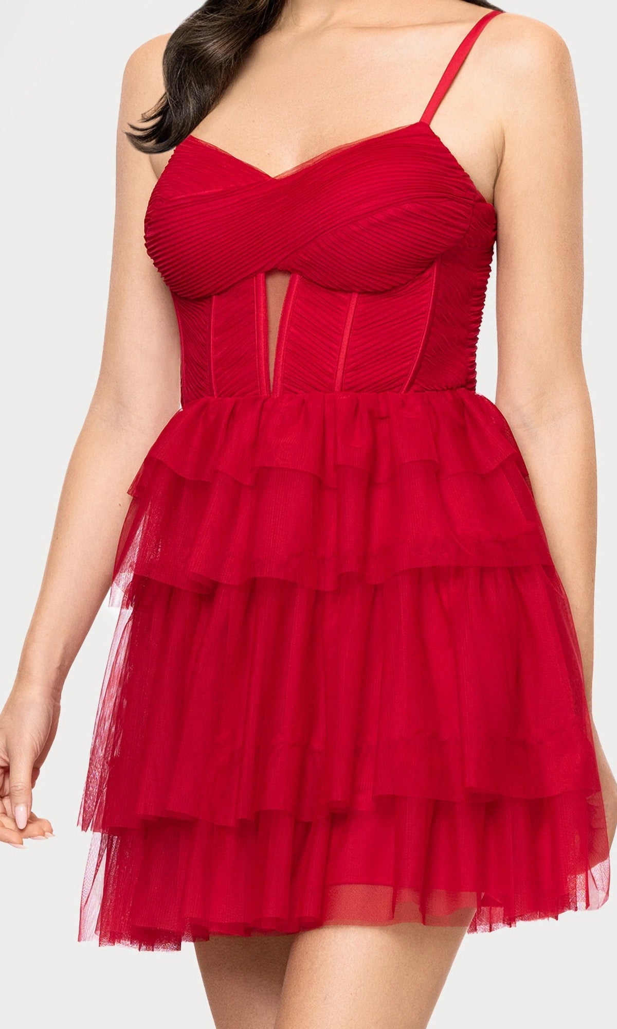 Blondie Nites Cut-Out Short Red Mini Dress