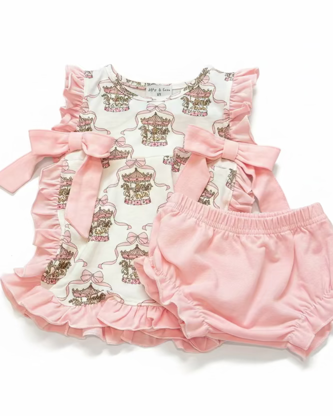 Pink Carousel Bloomer Set