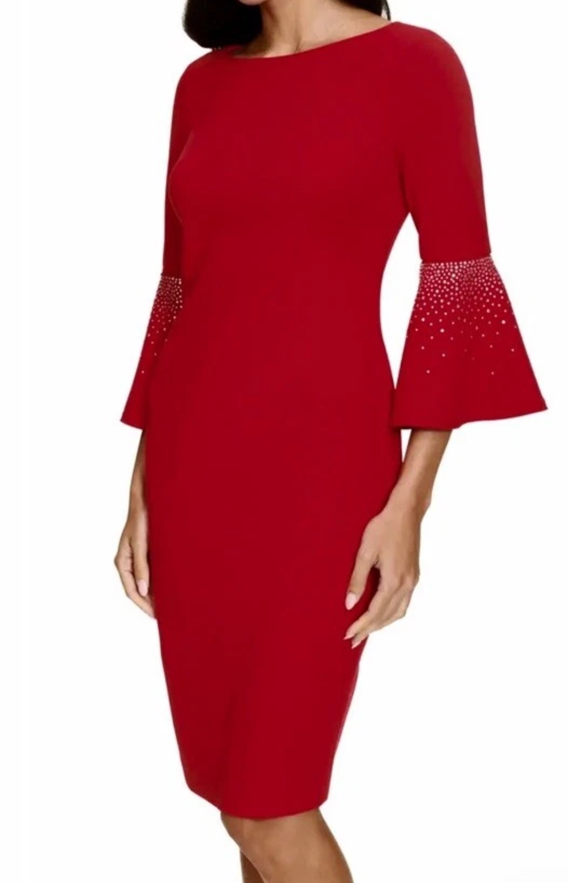 Women's Embellished Bell-Sleeve Sheath Dress