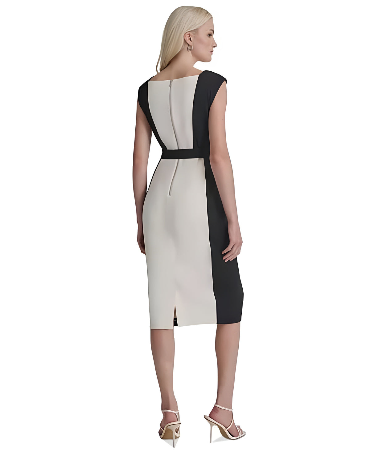 DKNY Colorblocked Square-Neck D-Belt Dress