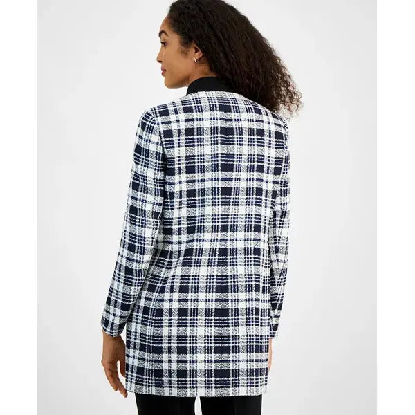 Women's Open-Front Plaid Topper Jacket