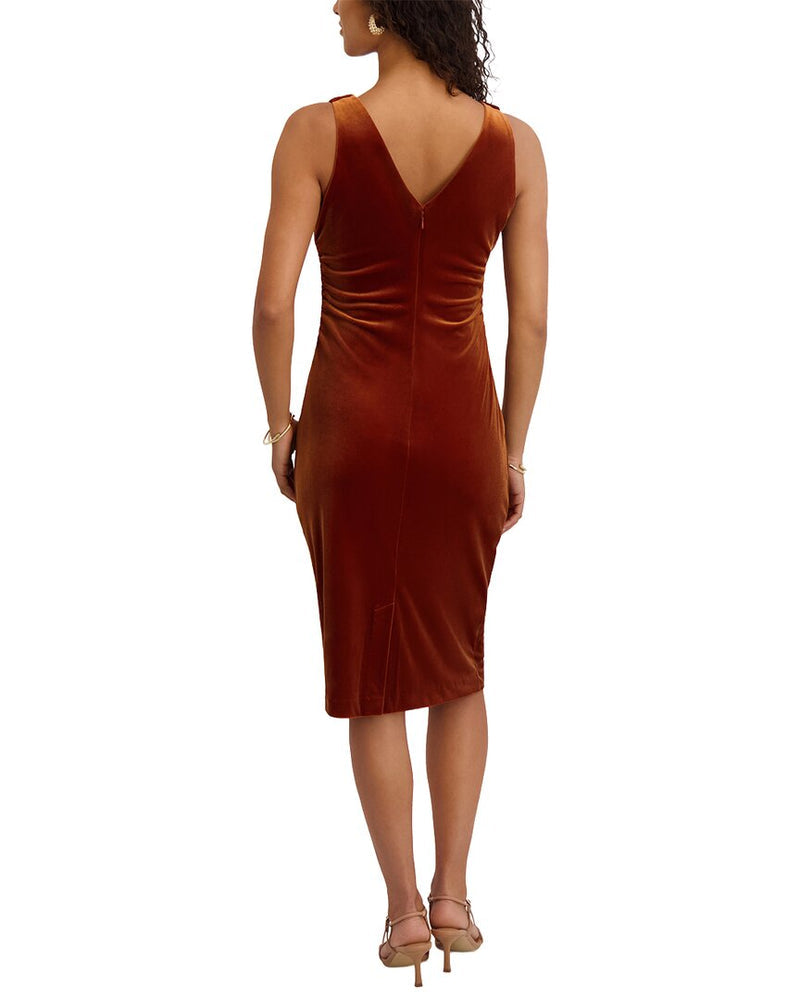 Kensie Stretch Velvet Sleeveless Cowl Neck Sheath Dress