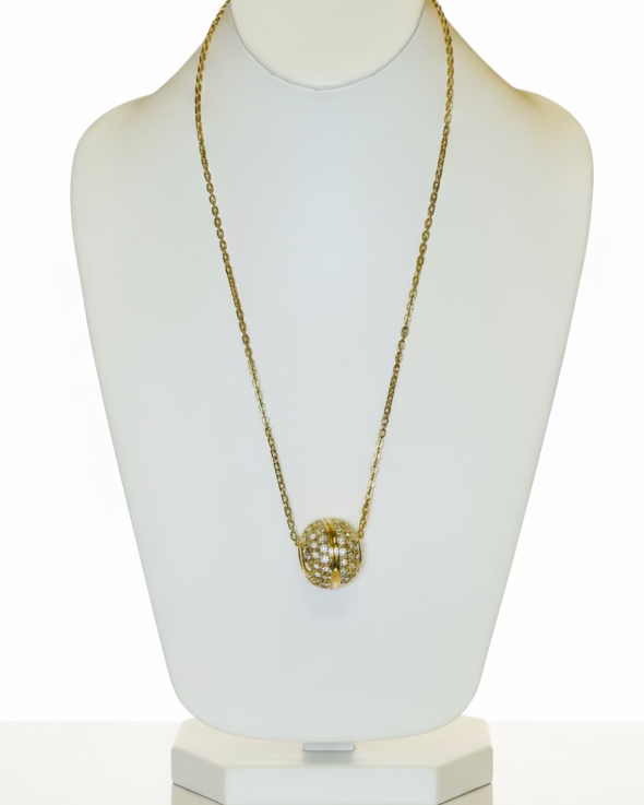 Pavé Rhinestone Sphere Slider Necklace