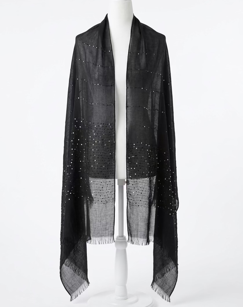 Midnight Shimmer Sequin Evening Shawl