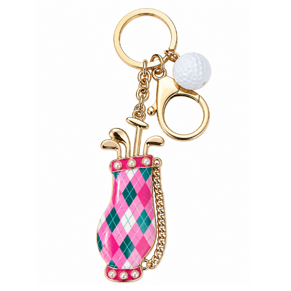 Enamel Checkered Plaid Golf Bag Keychain Bag Charm