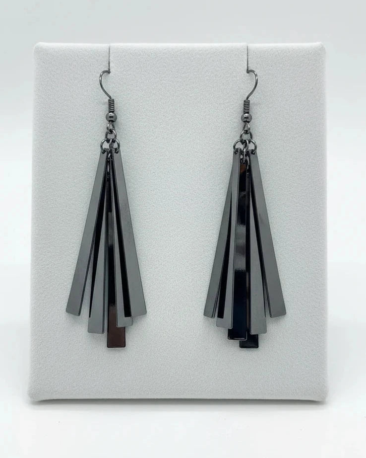 Vintage Hematite Stick Dangle Earrings - Circa 1990s