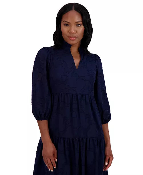 Women's Jacquard Tiered Fit & Flare Dress