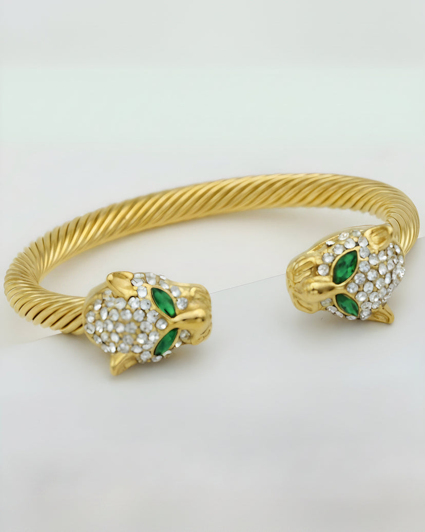 Stainless Steel Double Panther Cable Bracelet