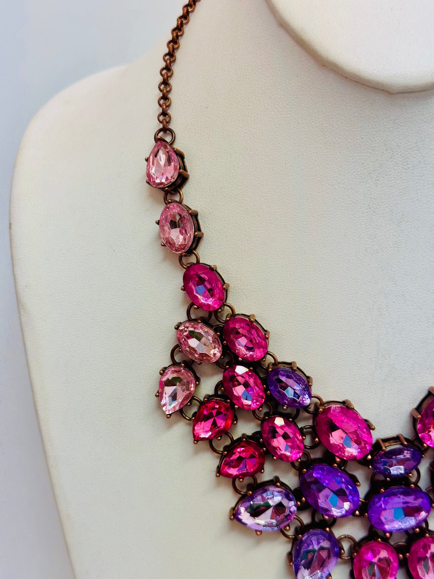 Vintage Glass Teardrop Bib Necklace