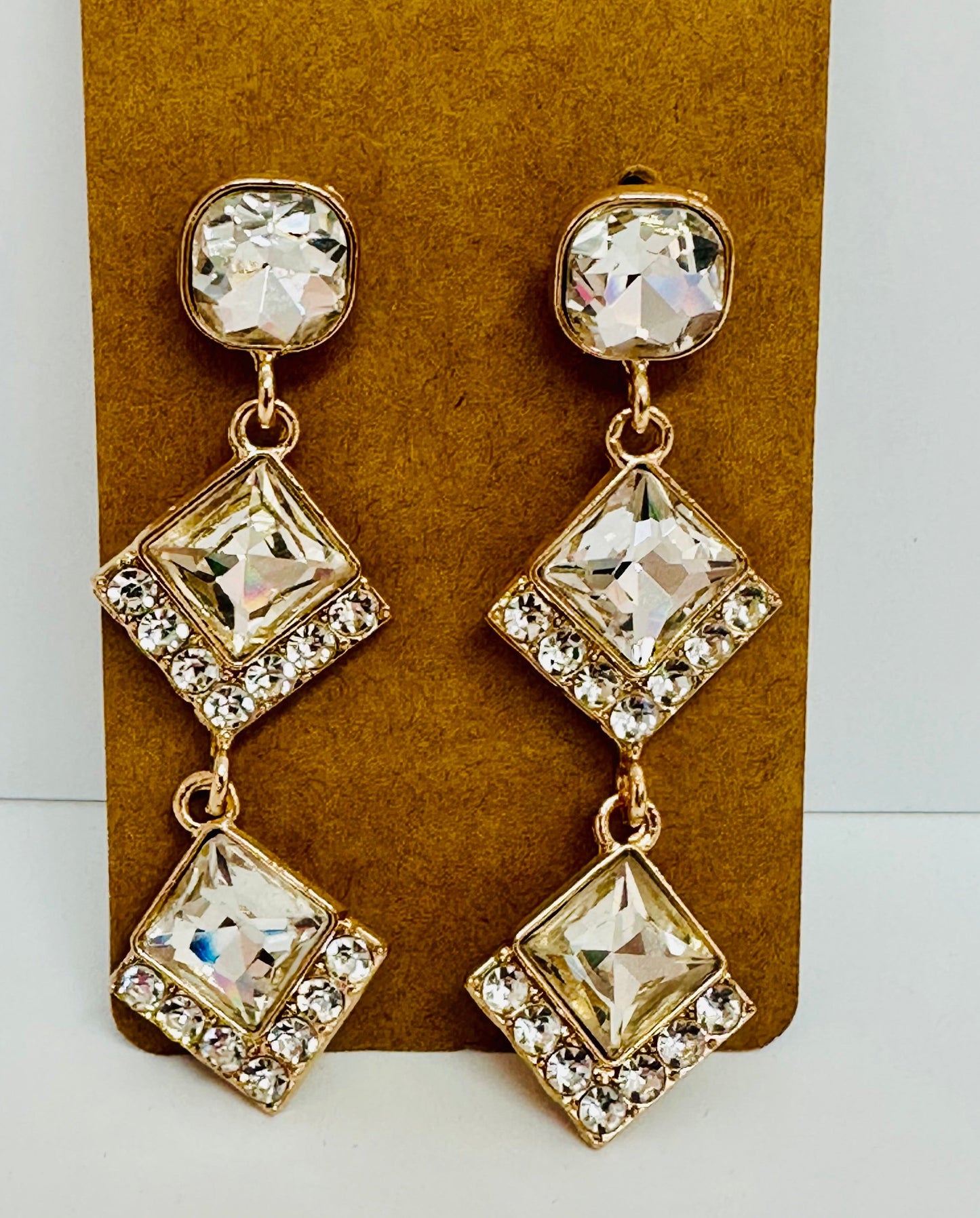 Cushion Cut Clear Drop Earrings