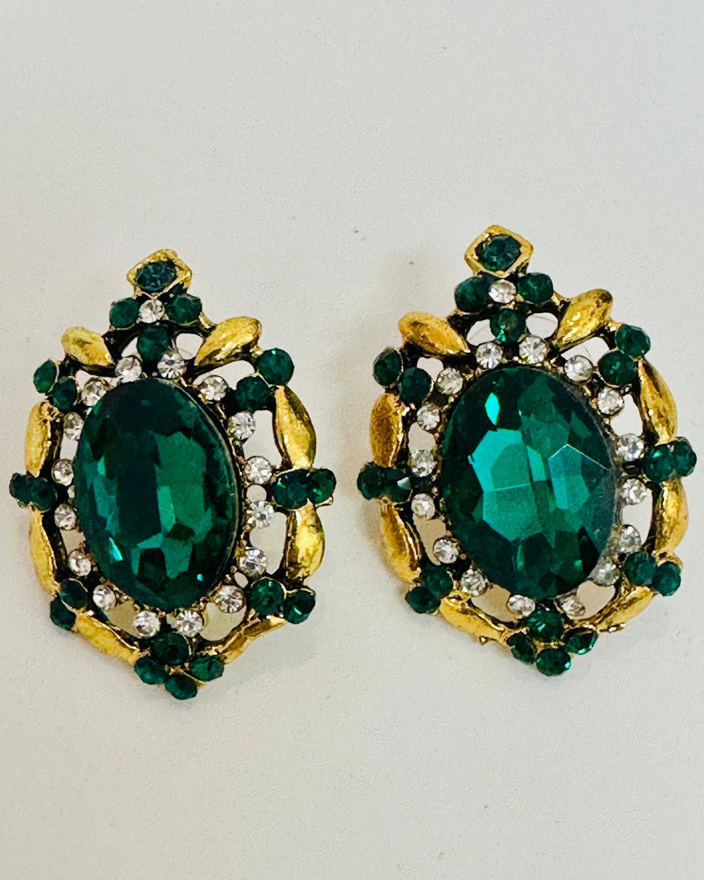 The Rhodes Vault "Royal Emerald" Baroque Statement Earrings