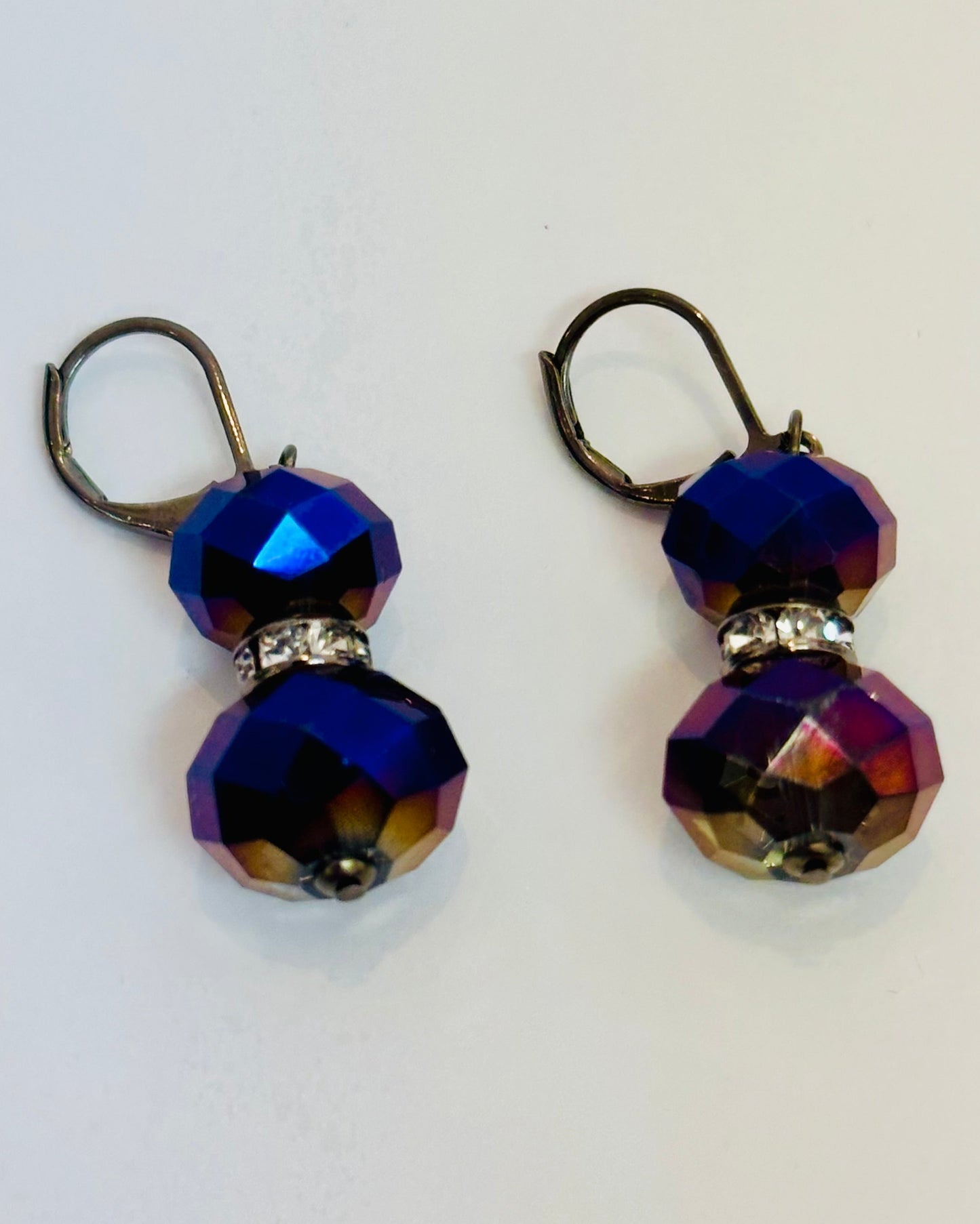 Vintage Vitrail Crystal Double Drop Earrings