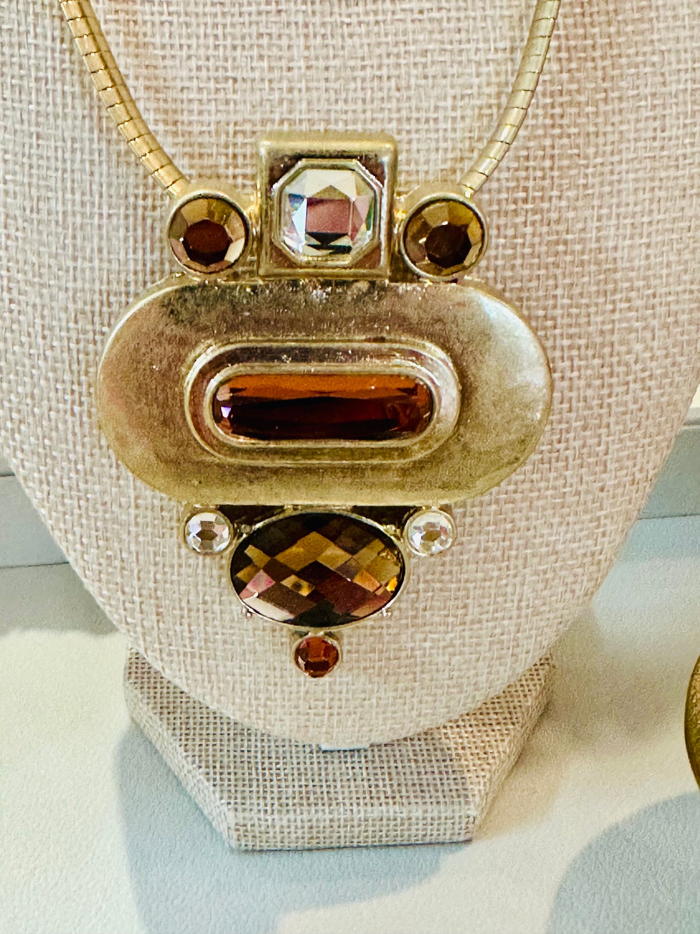 Vintage Bold Gold-Tone Geometric Statement Jewelry 3-Piece Set