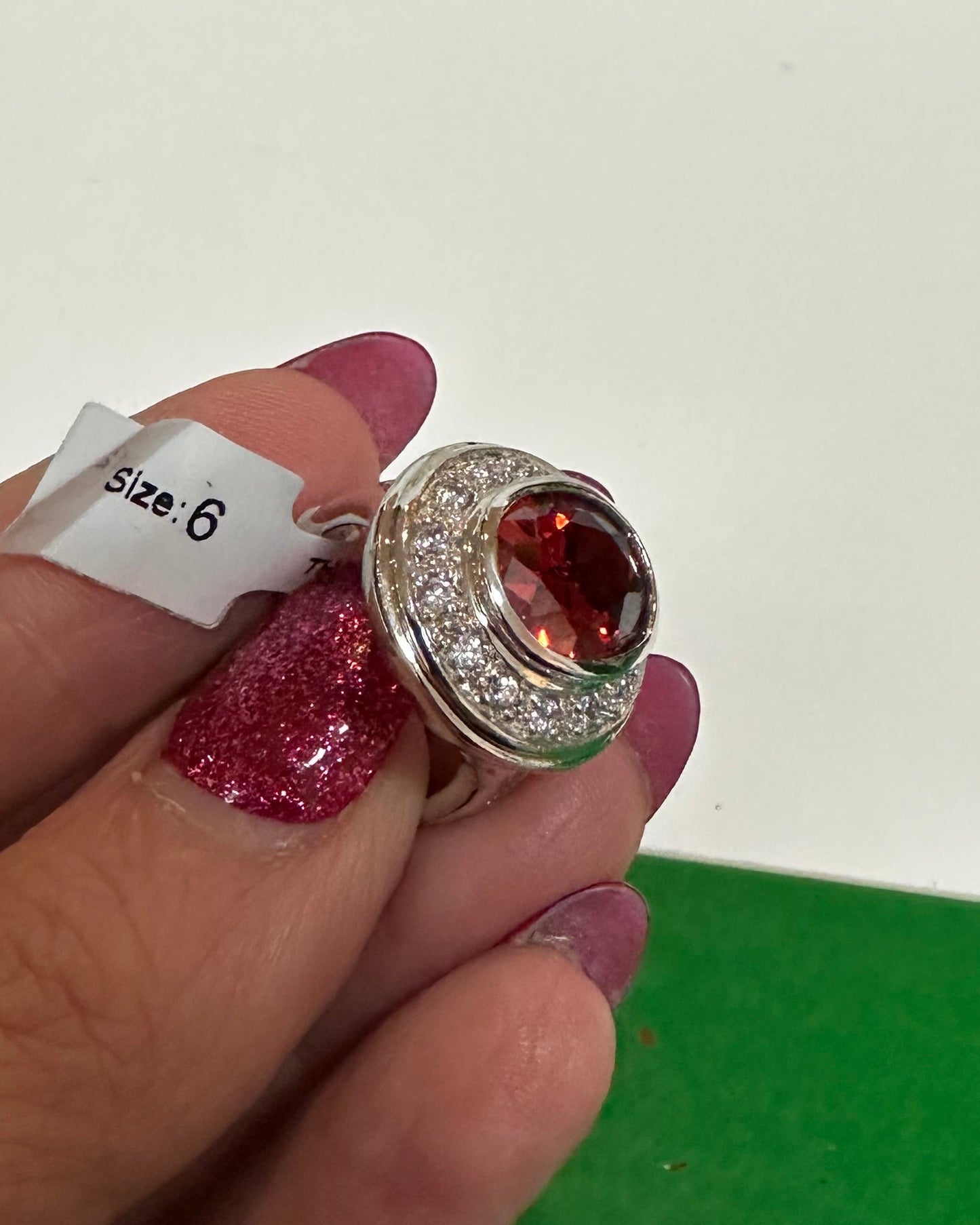 Vintage Garnet-Dupe Halo Cocktail Ring