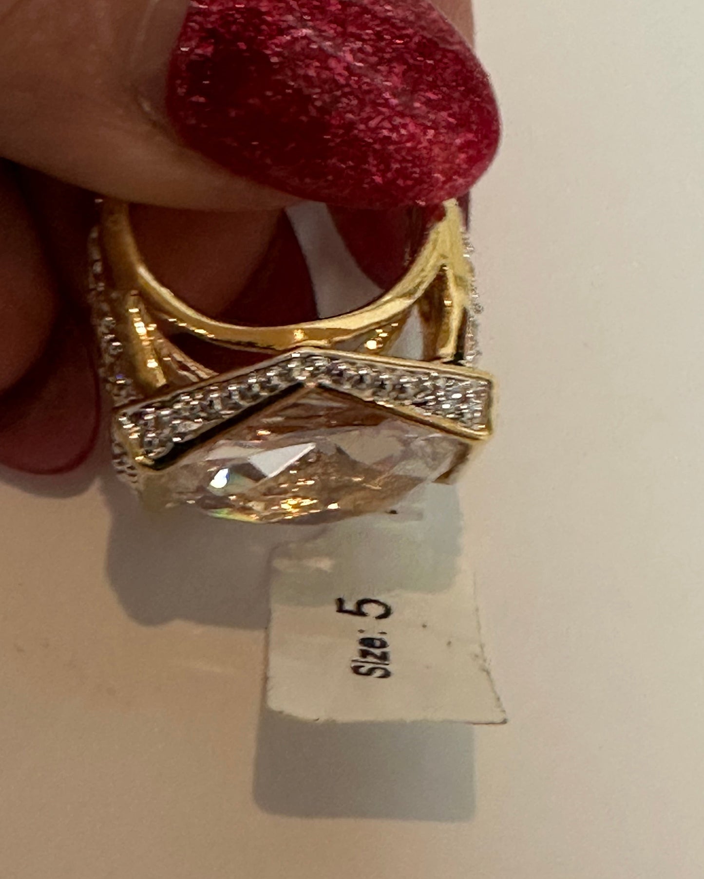 Vintage Rectangular Cushion-Cut Crystal Ring