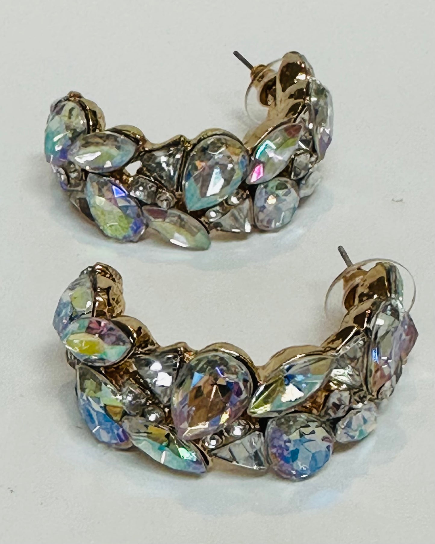 Vintage Iridescent Crystal Hoops