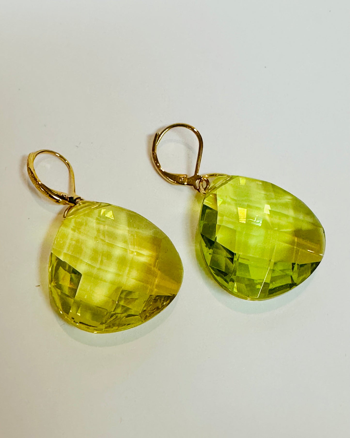 Vintage Joan Rivers Lemon-Green Drop Earrings