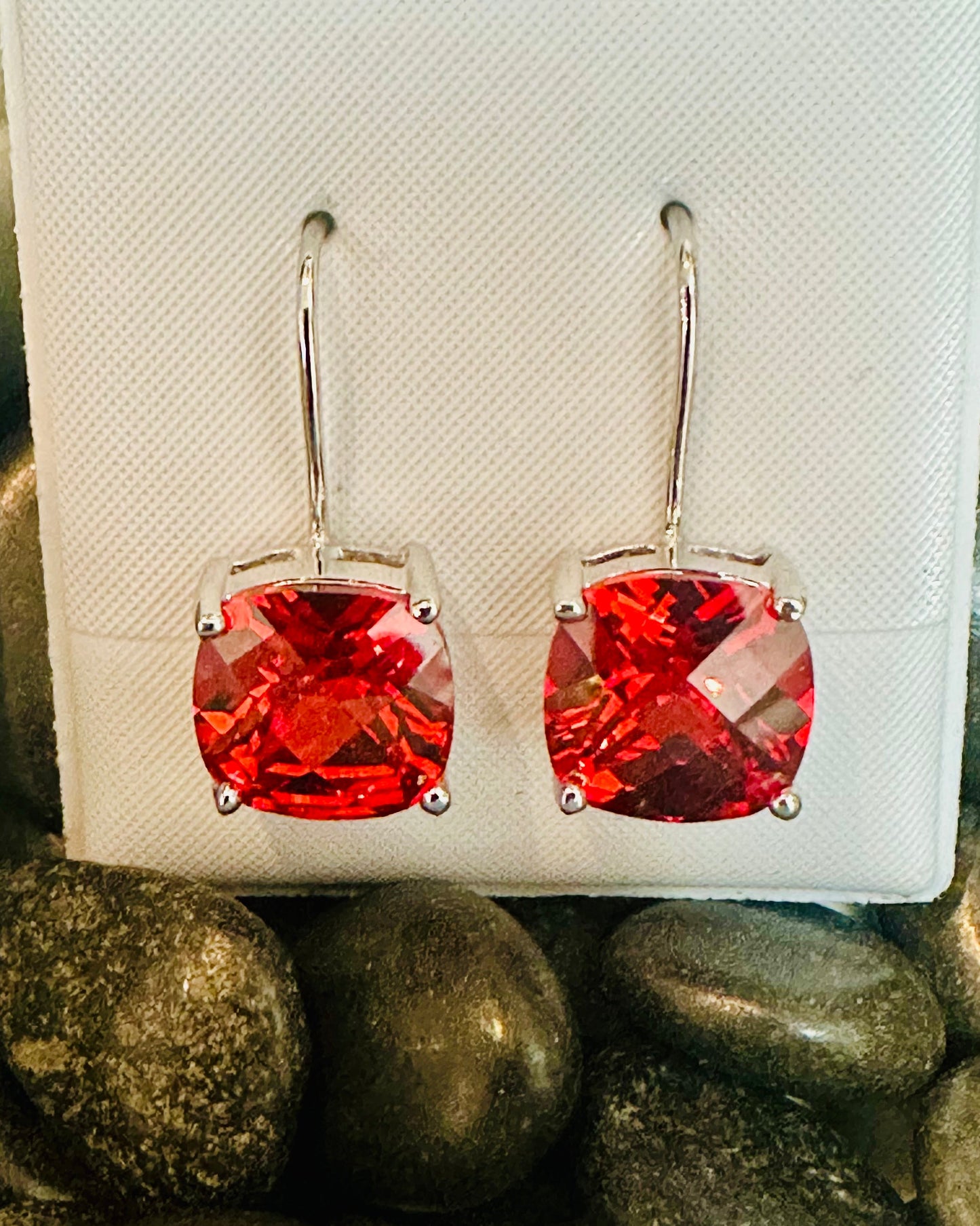 Vintage Archival Cushion-Cut Scarlet CZ Drops