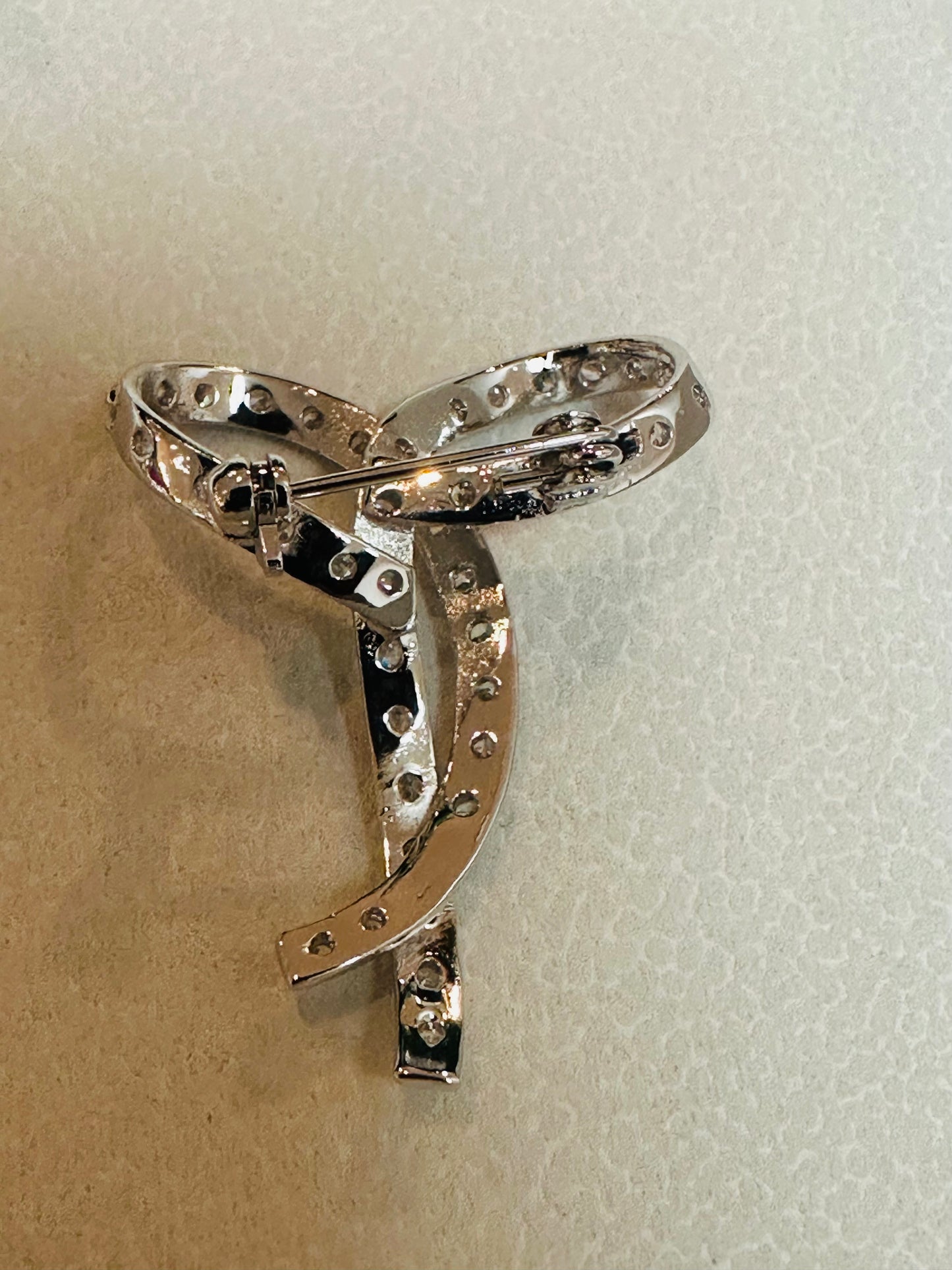 Vintage Pavé Infinity Ribbon Loop Brooch