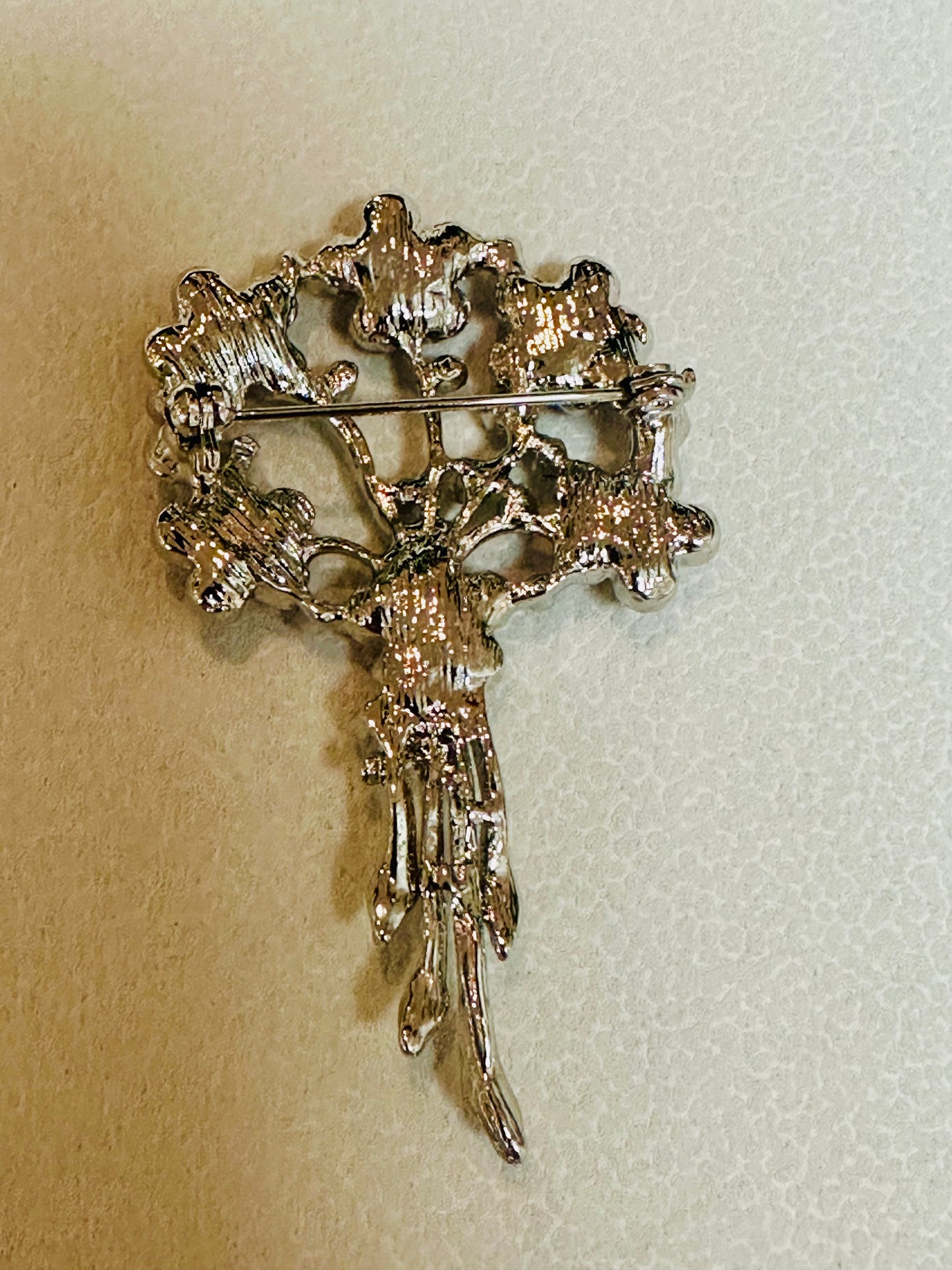 Vintage Pink Blossom Bouquet Waterfall Brooch