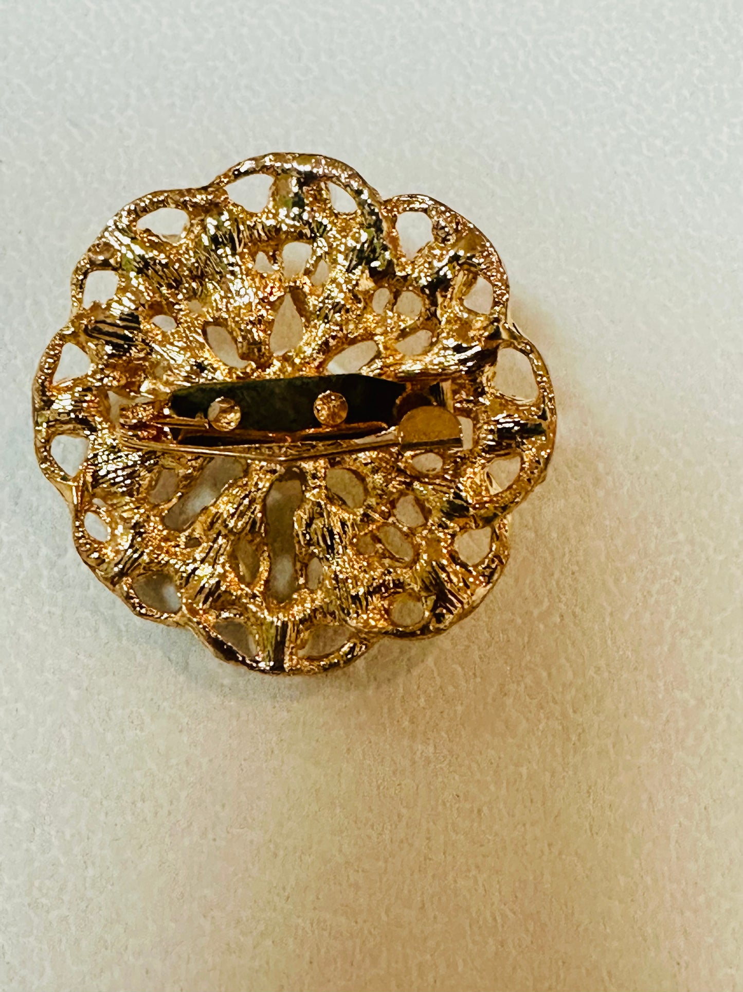 Vintage Filigree Rosette Pearl Cluster Brooch