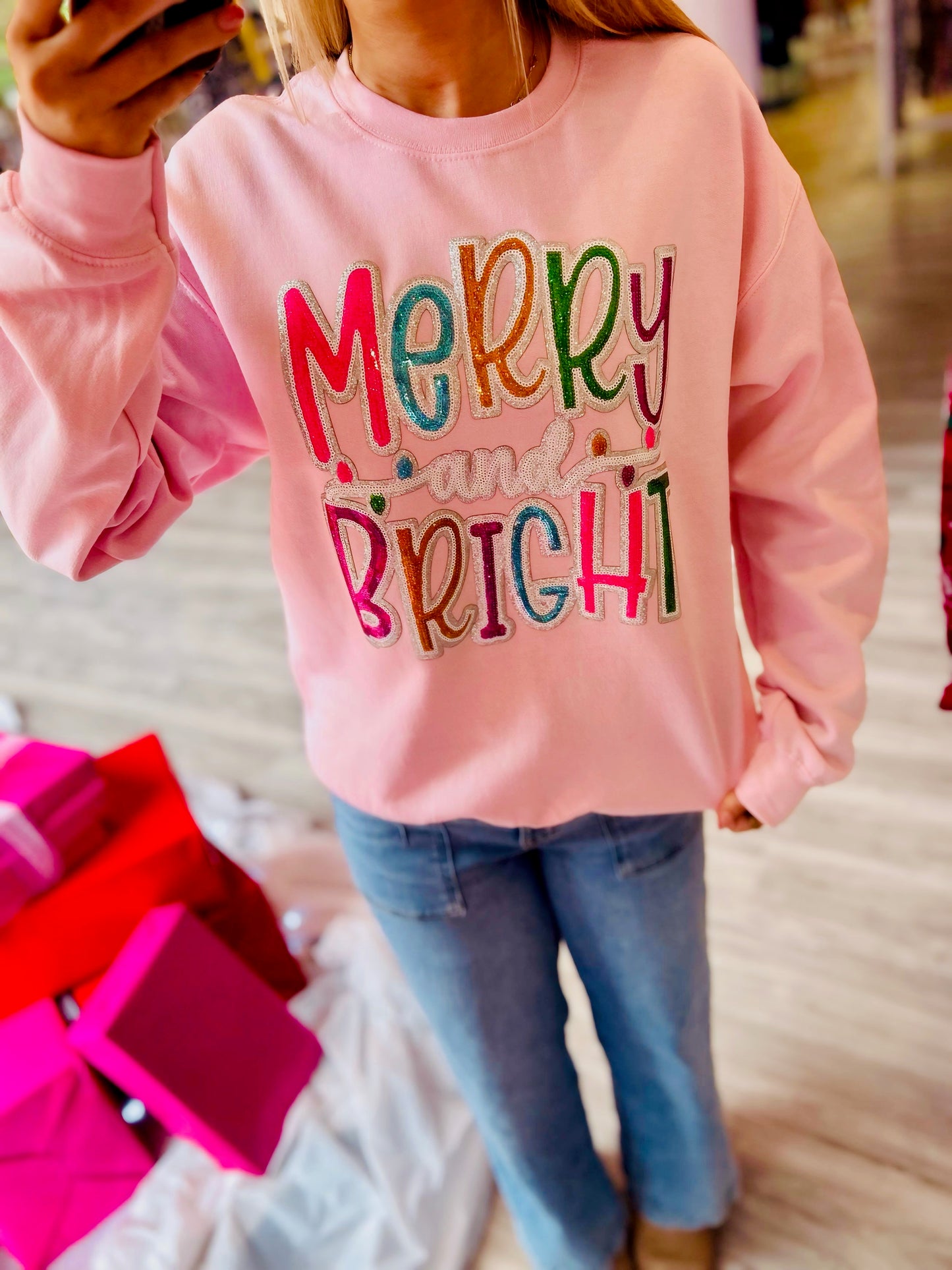 Sequin Merry Christmas Sweatshirt