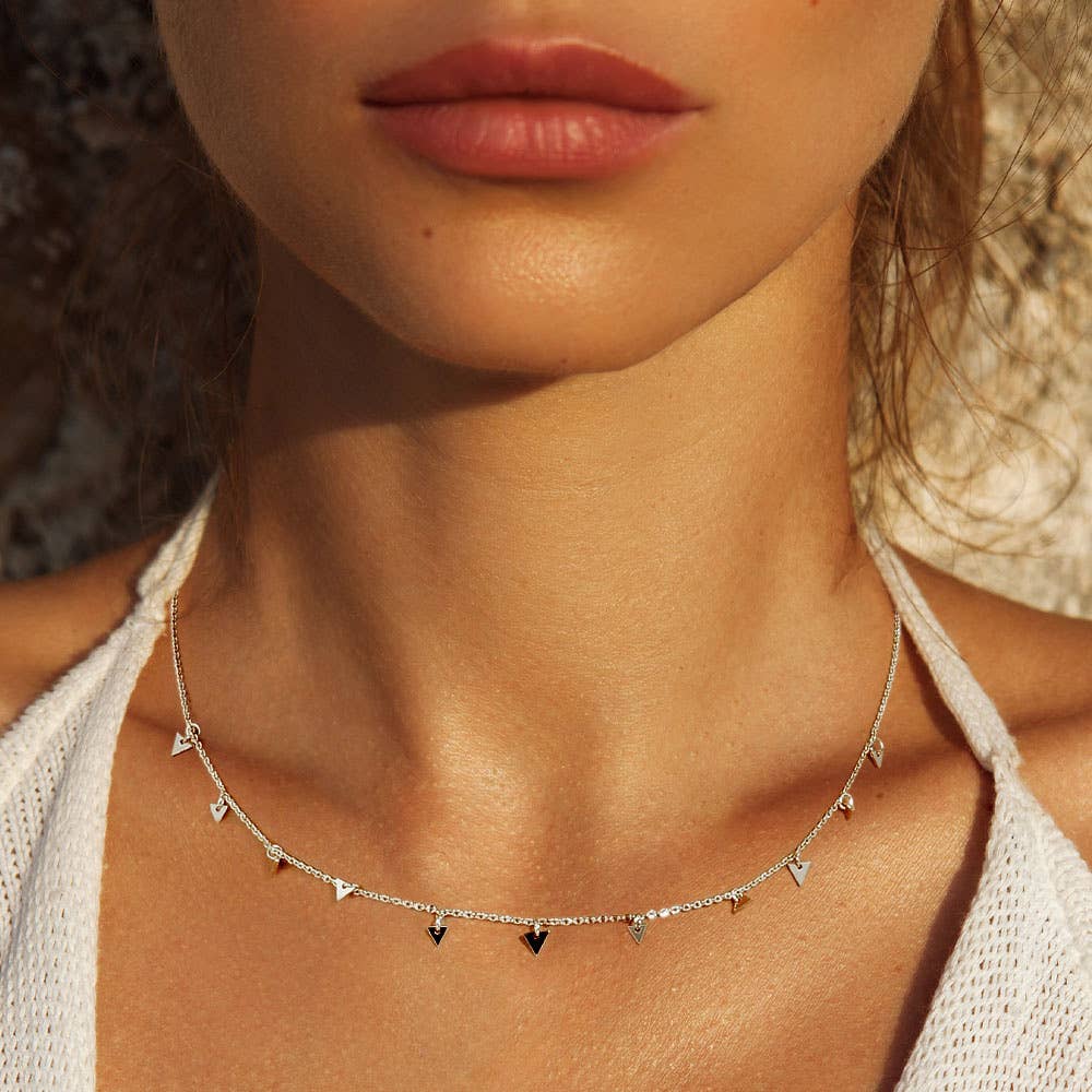 Gold Dipped Metal Triangle Station Necklace