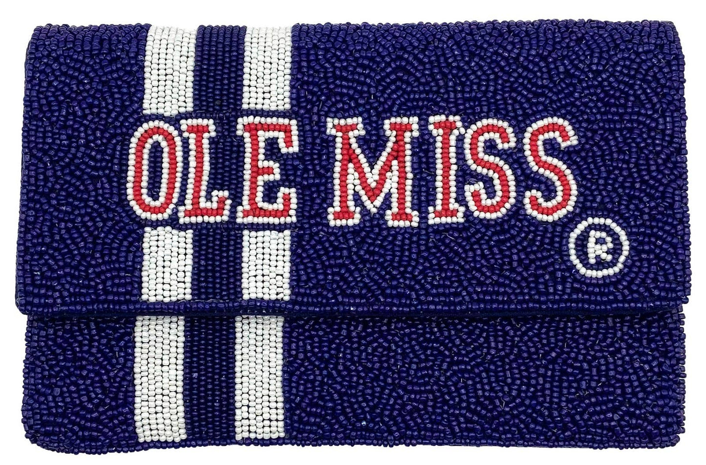 Blue Ole Miss Beaded Crossbody Bag