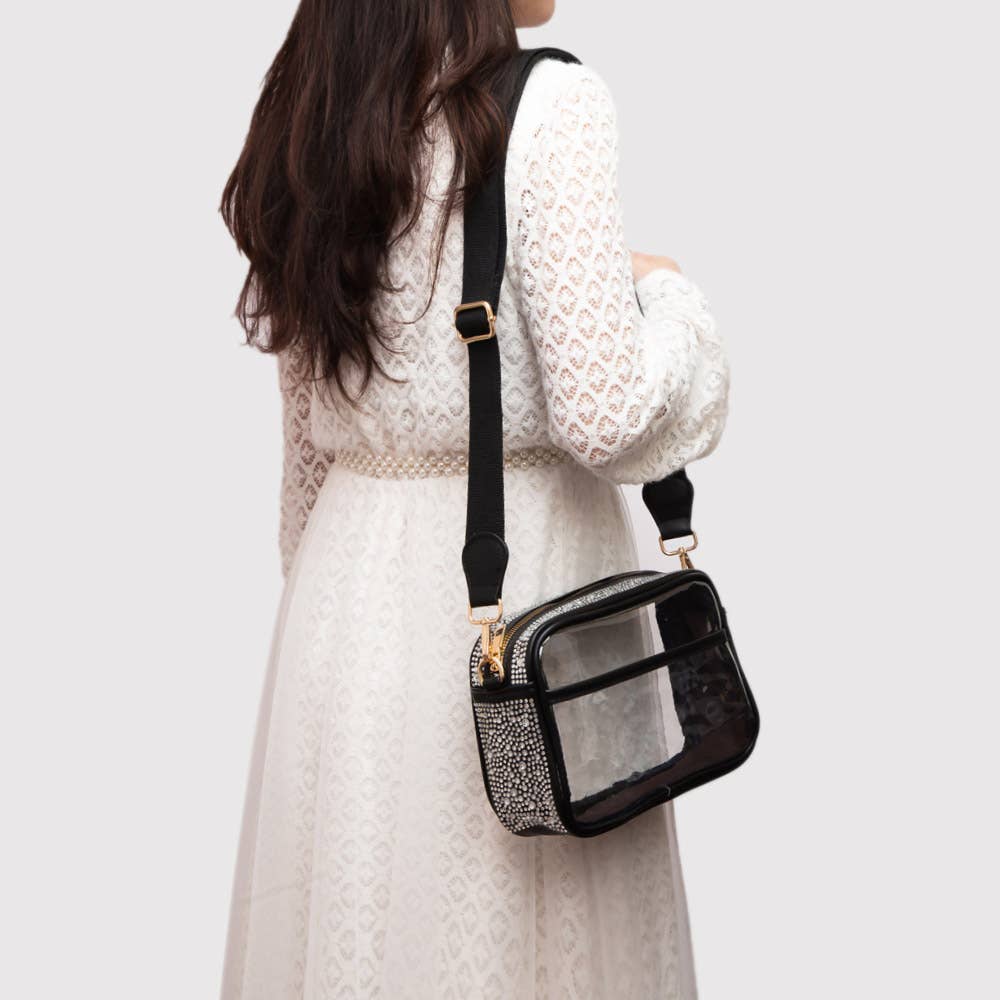 Bling Studded Clear Orange Crossbody Bag