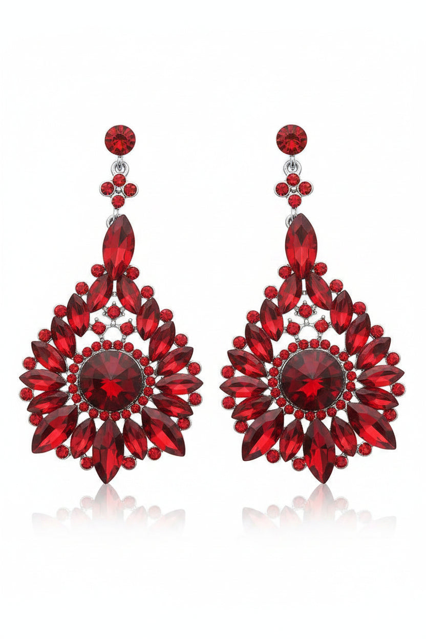 Elegant Marquise Cluster Teardrop Evening Earrings
