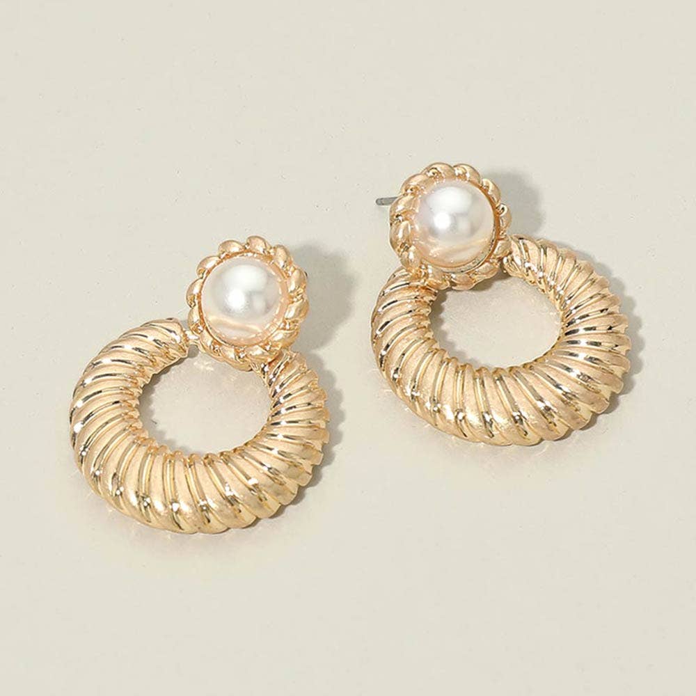 Pearl Accent Door Knocker Earrings