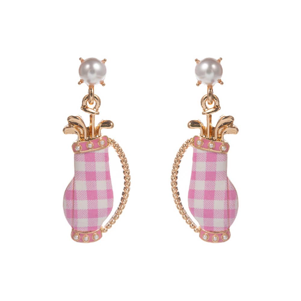 Golf Bag Charm Drop Dangle Earrings