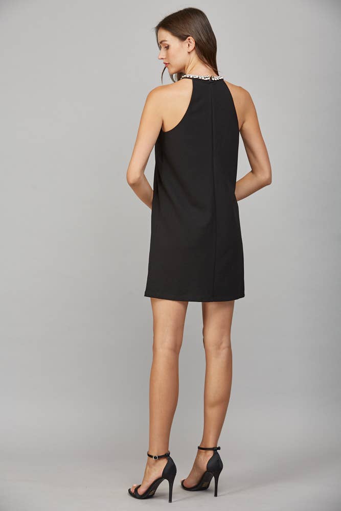 Rhinestone Keyhole A-Line Dress