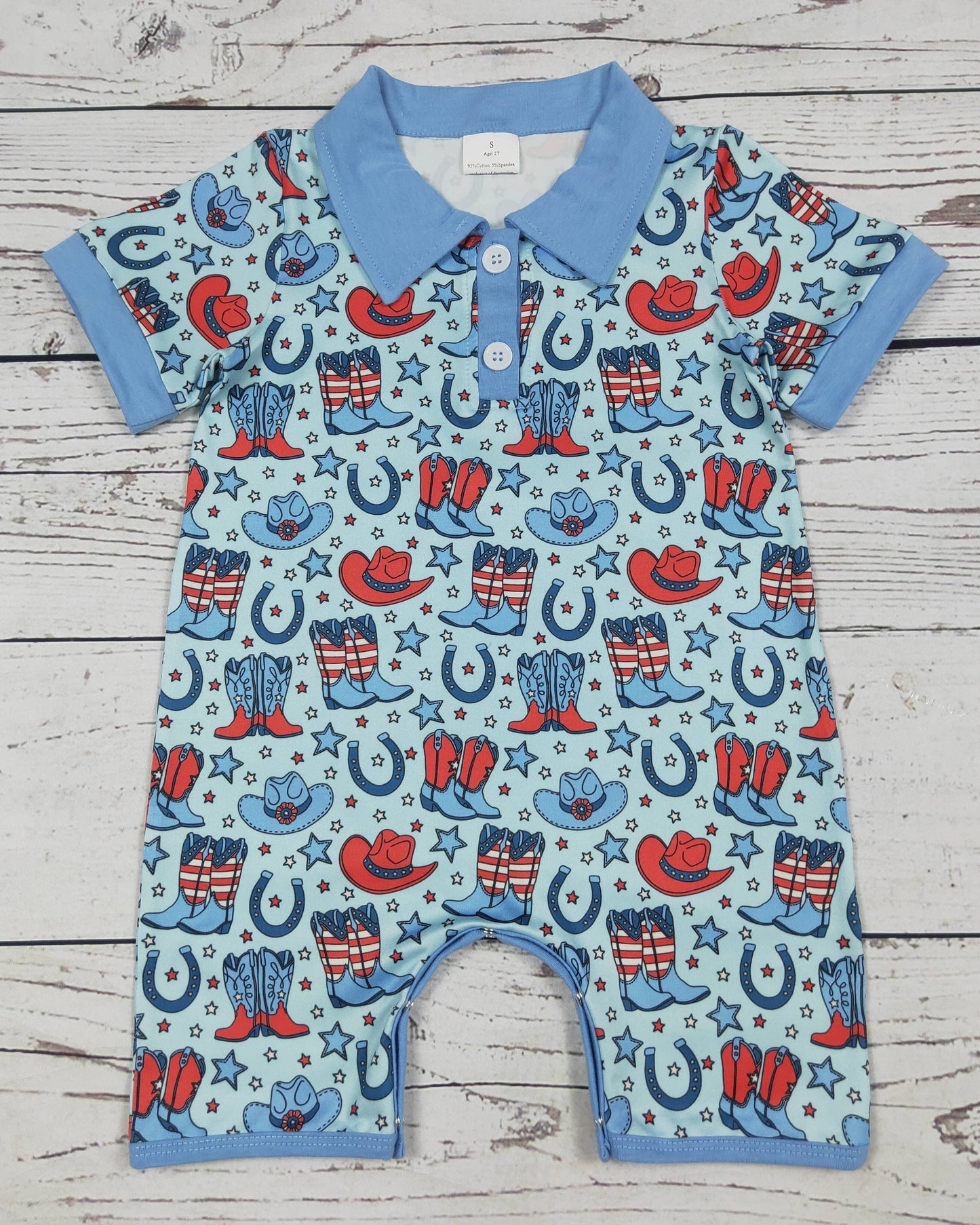 Baby Boy Western Patriotic Romper
