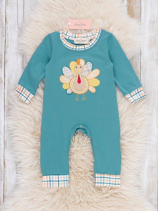 Gobble Giggles Boy's Plaid Romper