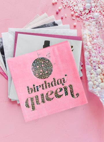 Birthday Queen Disco Ball Cocktail Napkins