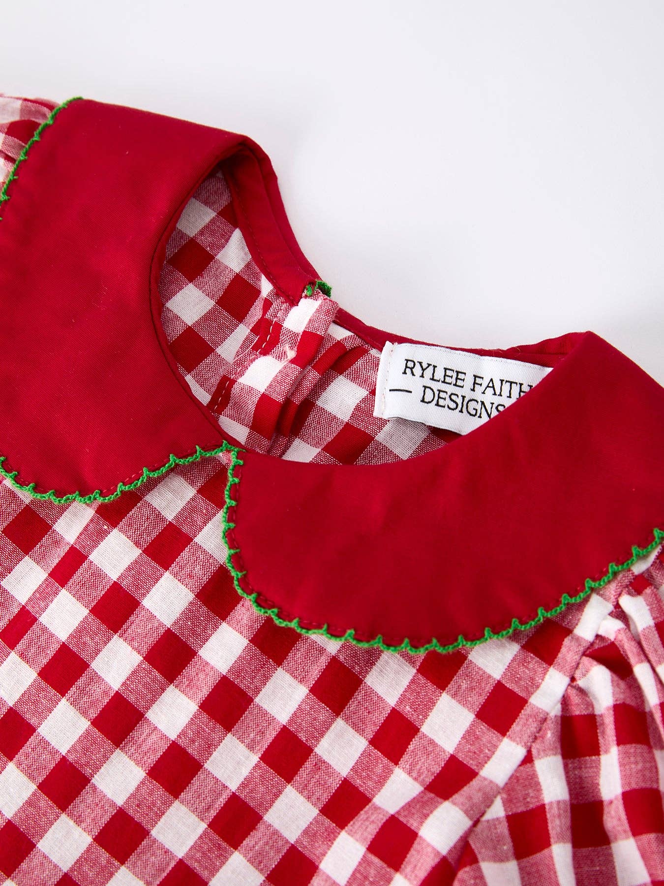 Red Plaid Holiday Dress with Tree Bow Accents