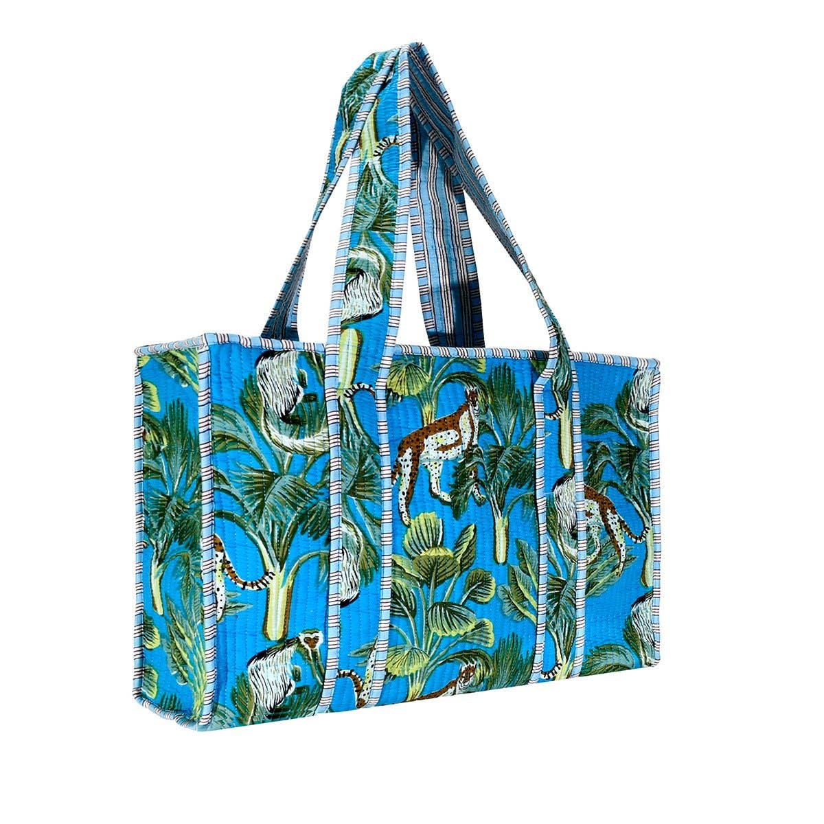 Cotton Blue Tiger Tote Bag- Small & Large