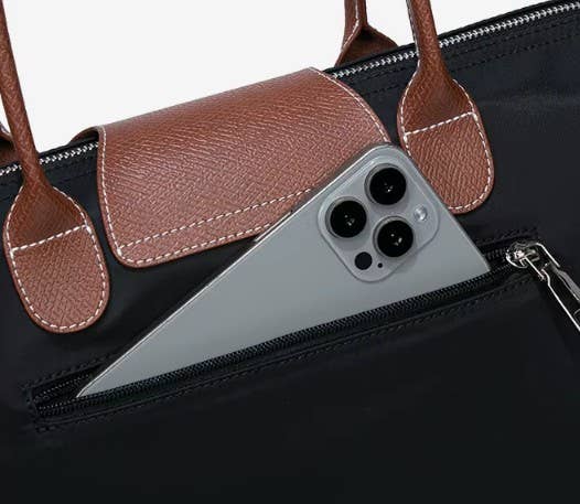 Trendy Nylon Top Zip Tote