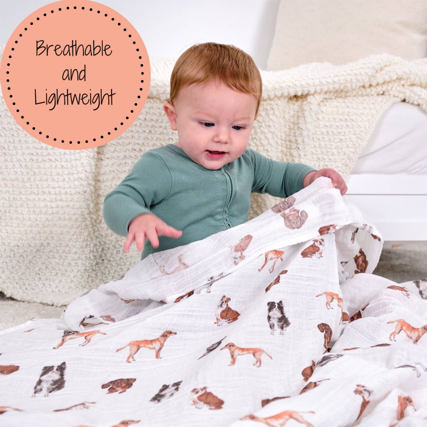Adorable Dog Print Baby Muslin Swaddle Blanket