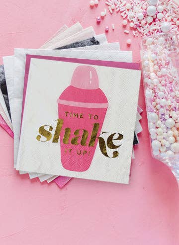 Cocktail Shaker Fun Pink Cocktail Napkins