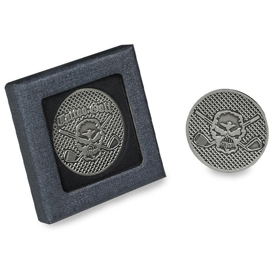 40mm Laser Etched Metal Skull Golf Ball Marker