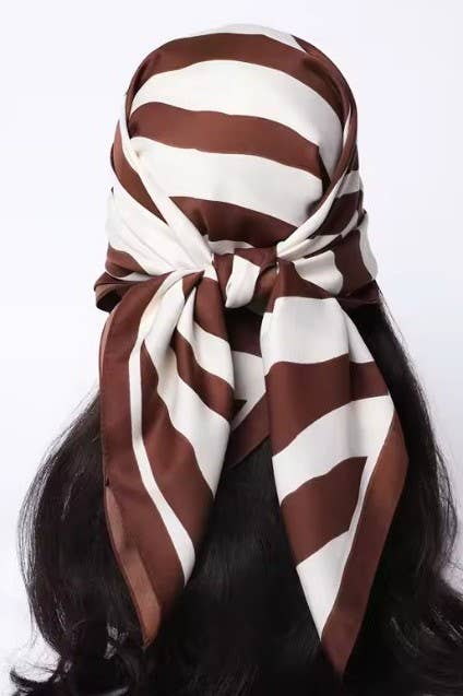 Brown Zebra Silk-Feel Scarf