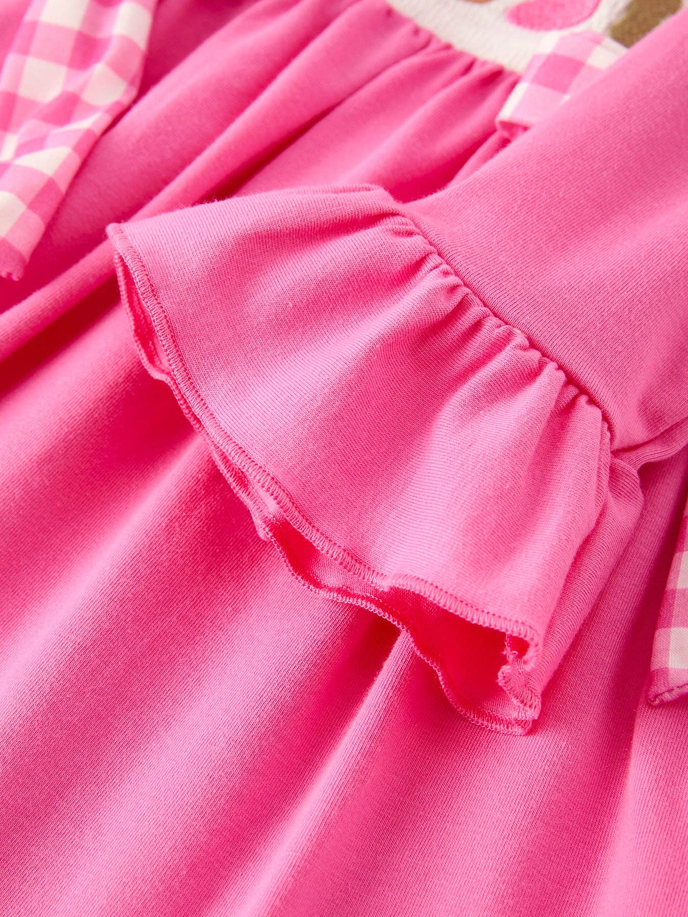 Pink "GOBBLE" Smock Embroidery Dress