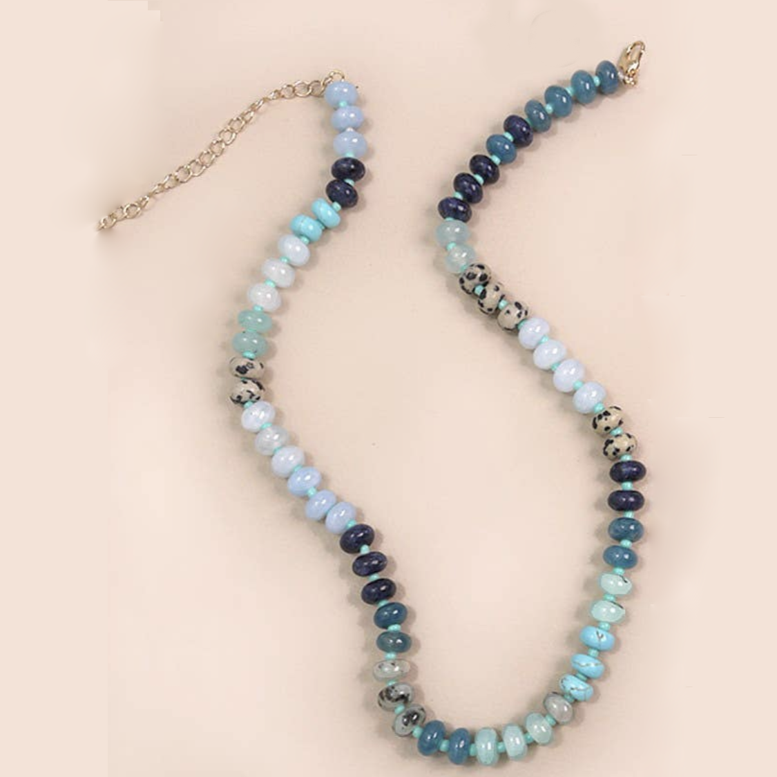 Natural Agate Glass Semi Precious Bead Necklace