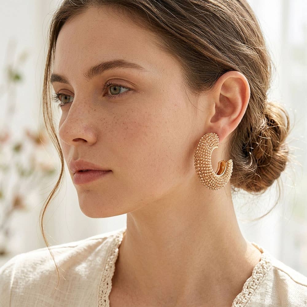 Oversized Bling Studded Chunky Hoop Earrings
