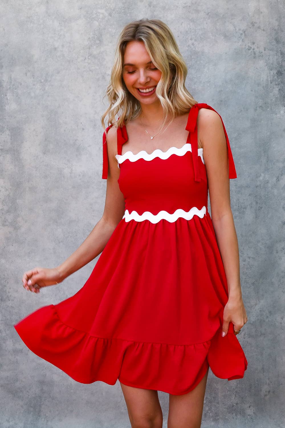 Game Day Red RicRac Dress