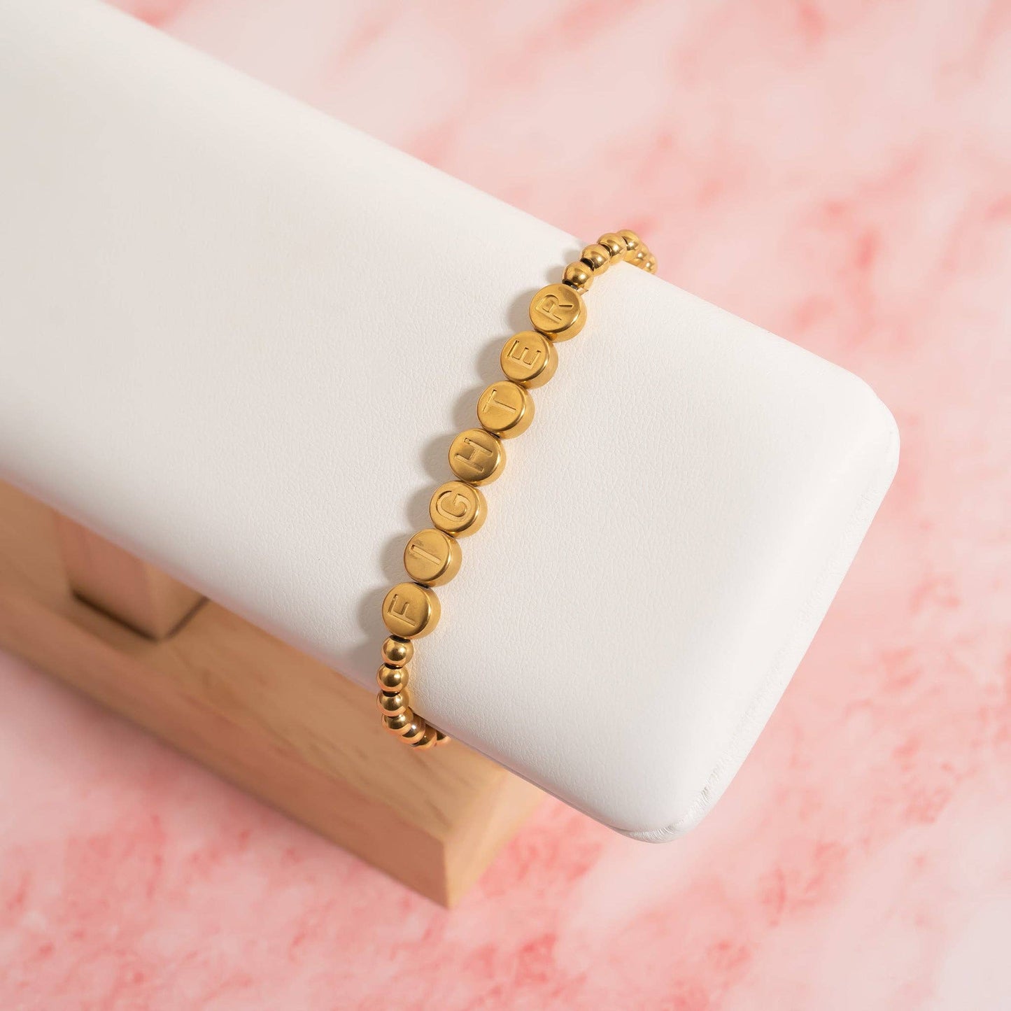 18K Gold PVD Fighter Metal Bead Bracelet