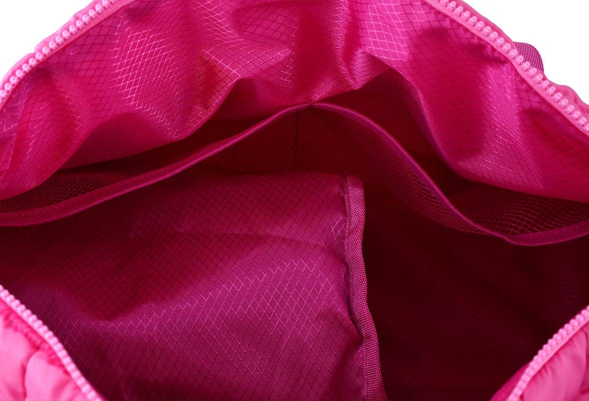 Pink Quilted Puffer Weekender