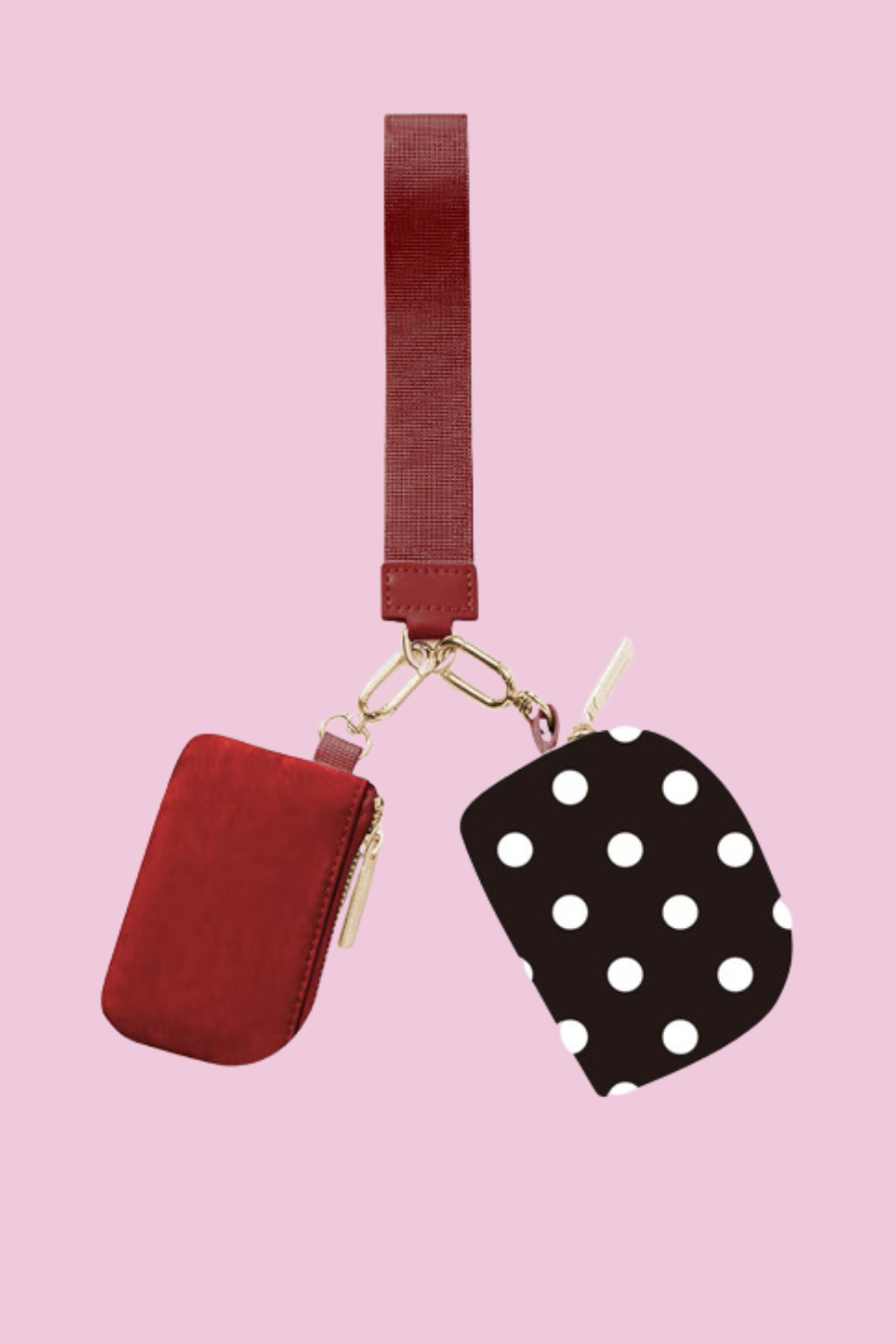 Double Pouch Wristlet- Polka Dot